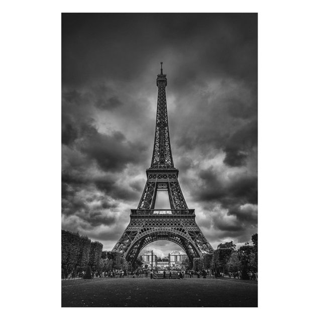 Quadros Paris Eiffel Tower In Front Of Clouds In Black And White