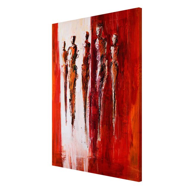 quadros abstratos modernos Petra Schüßler - Five Figures In Red 01