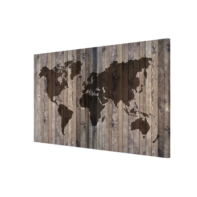 Quadros magnéticos imitação madeira Wood World Map