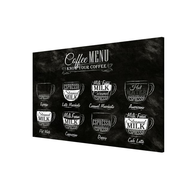 Quadros magnéticos frases Coffee Varieties Chalkboard