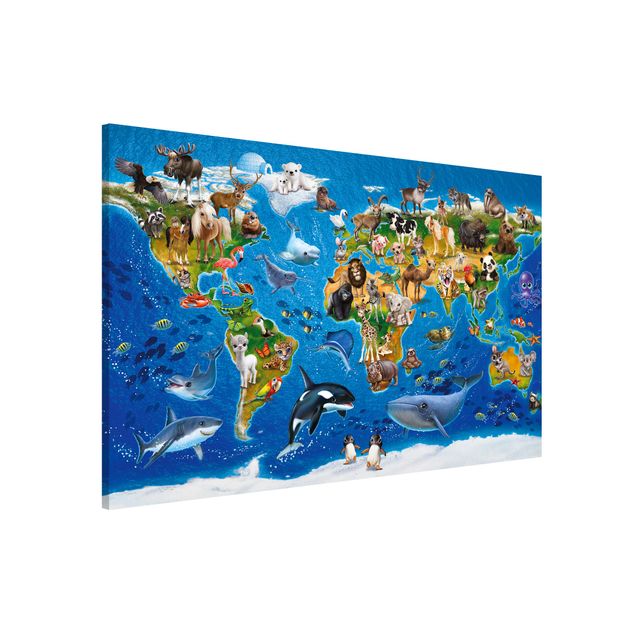 decoração para quartos infantis Animal Club International - World Map With Animals