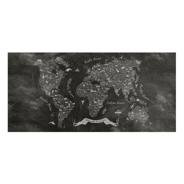 Quadros magnéticos mapas Chalk Typography World Map