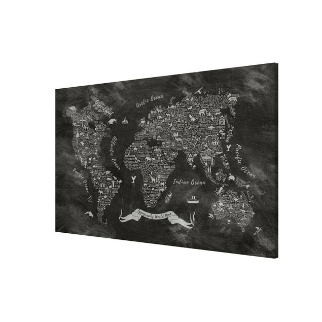 quadro mapa do mundo Chalk Typography World Map