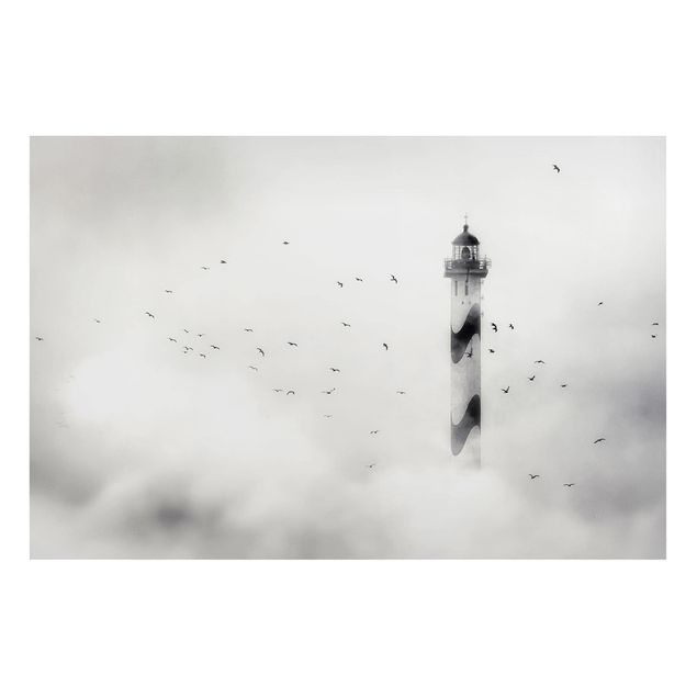 quadros de paisagens Lighthouse In The Fog