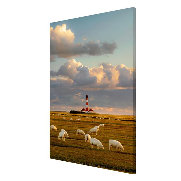 Quadros magnéticos animais North Sea Lighthouse With Flock Of Sheep