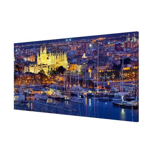 quadros modernos para quarto de casal Palma De Mallorca City Skyline And Harbor