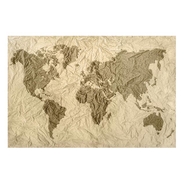 Quadros magnéticos mapas Paper World Map Beige Brown