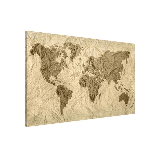decoraçao para parede de cozinha Paper World Map Beige Brown