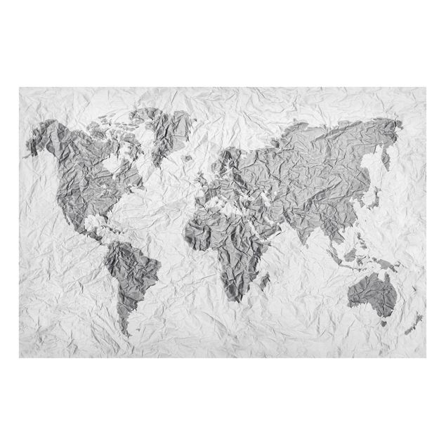 Quadros magnéticos mapas Paper World Map White Grey