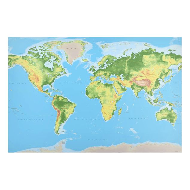 Quadros magnéticos mapas Physical World Map
