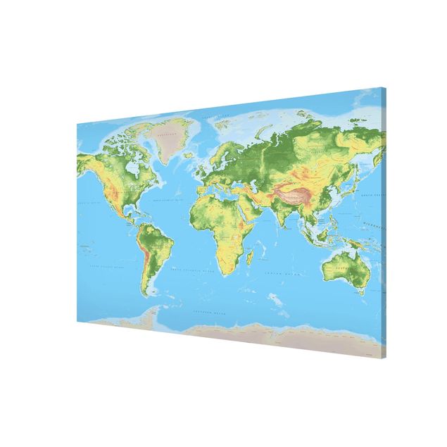 quadro mapa mundo Physical World Map