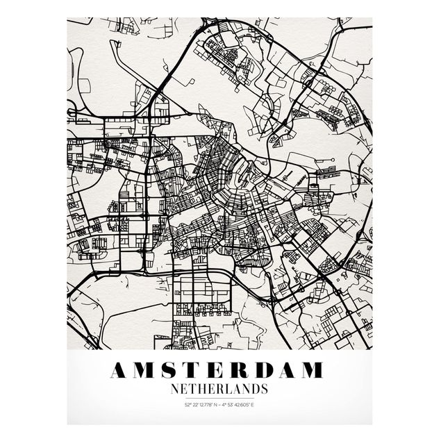Quadros magnéticos mapas Amsterdam City Map - Classic