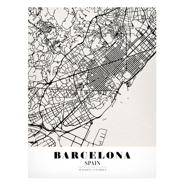 Quadros magnéticos mapas Barcelona City Map - Classic