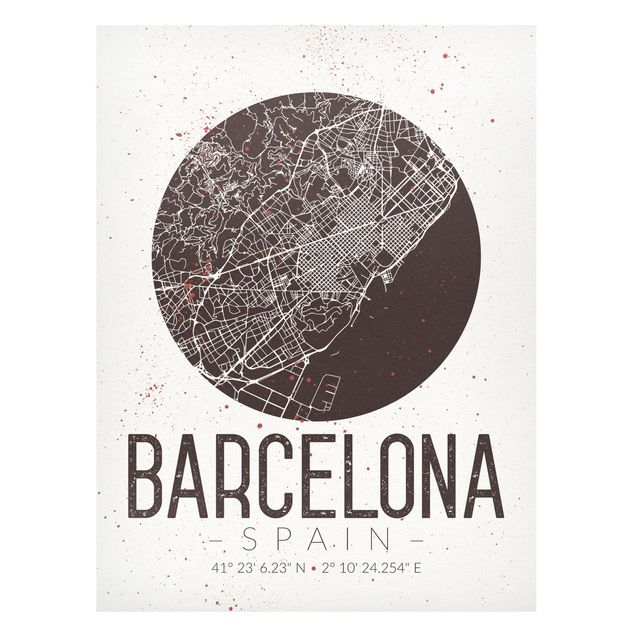 Quadros magnéticos mapas Barcelona City Map - Retro
