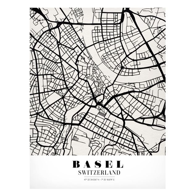 Quadros magnéticos mapas Basel City Map - Classic