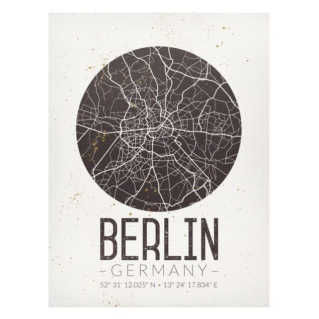 Quadros magnéticos mapas City Map Berlin - Retro