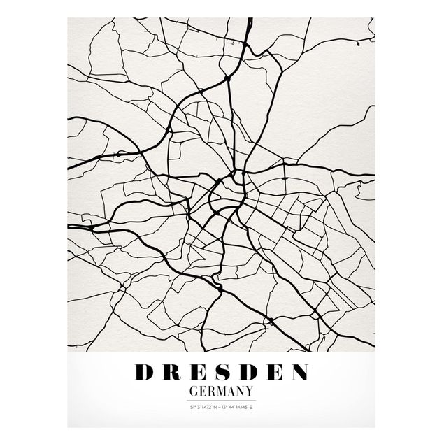 Quadros magnéticos mapas Dresden City Map - Classical