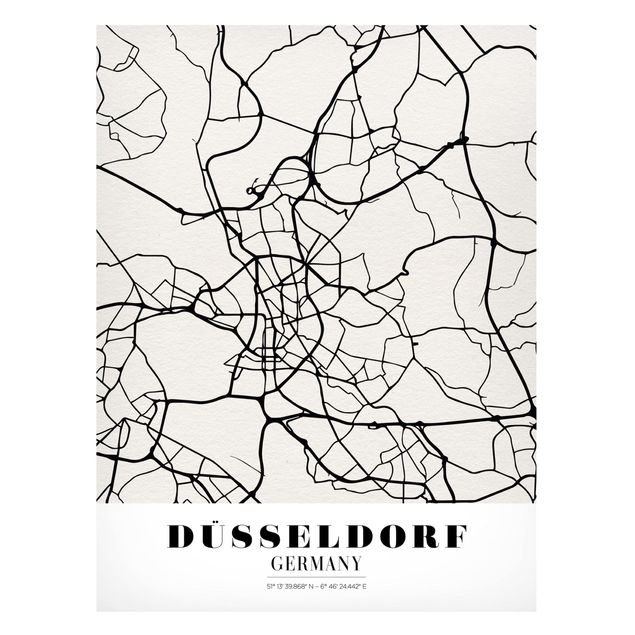 Quadros magnéticos mapas Dusseldorf City Map - Classic