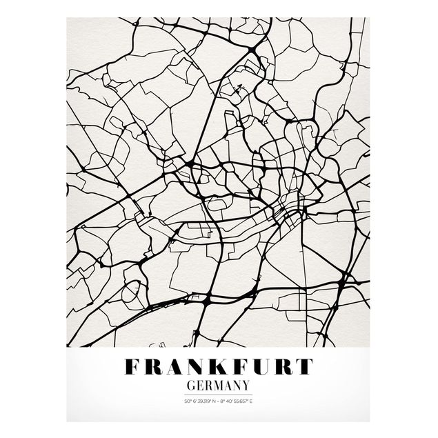 Quadros magnéticos mapas Frankfurt City City Map - Classical