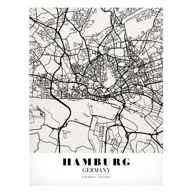 Quadros magnéticos mapas Hamburg City Map - Classic