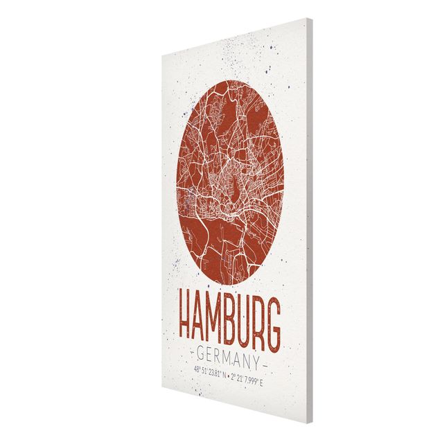 Quadros magnéticos frases Hamburg City Map - Retro