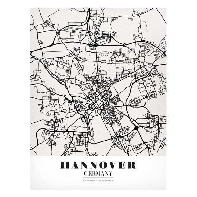 Quadros magnéticos mapas Hannover City Map - Classic