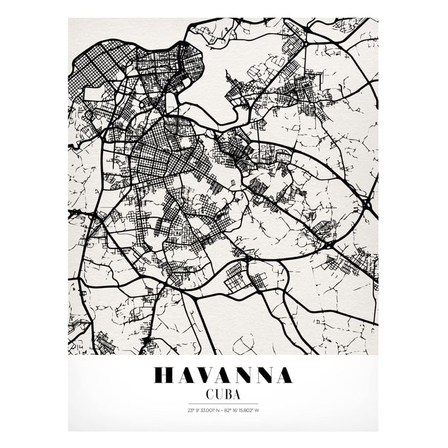 Quadros magnéticos mapas Havana City Map - Classic