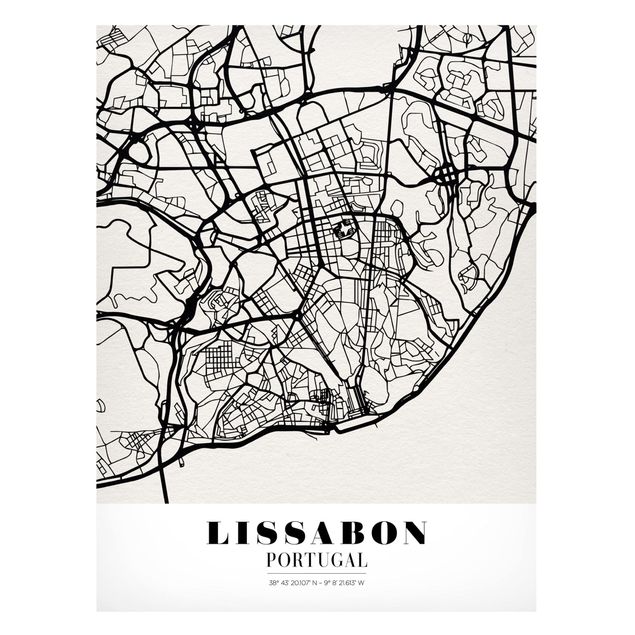 Quadros magnéticos mapas Lisbon City Map - Classic