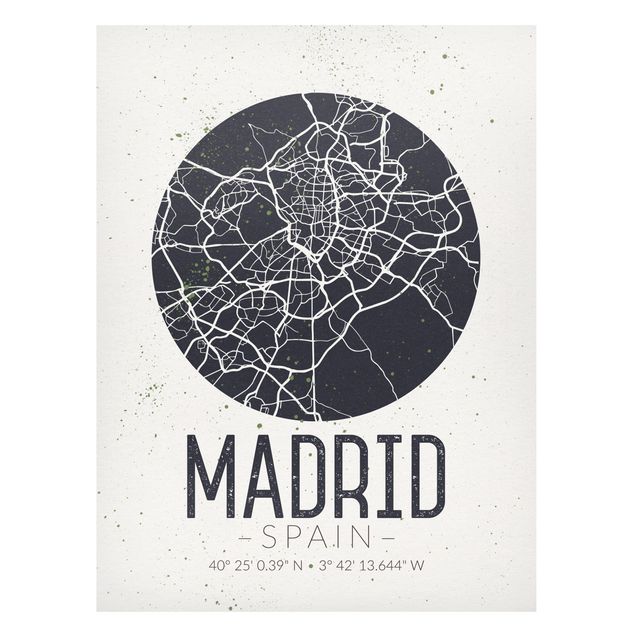 Quadros magnéticos mapas Madrid City Map - Retro