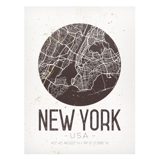 Quadros Nova Iorque New York City Map - Retro