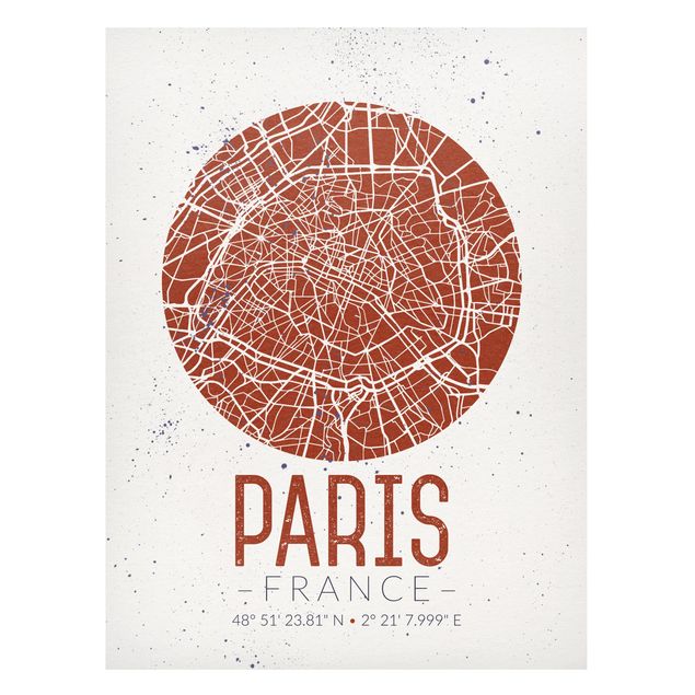 Quadros Paris City Map Paris - Retro
