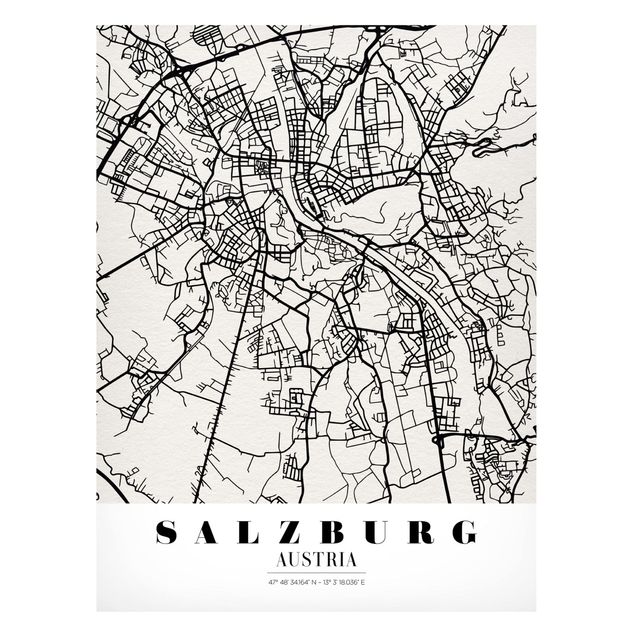 Quadros magnéticos mapas Salzburg City Map - Classic