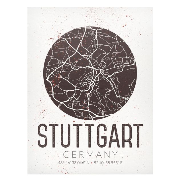 Quadros magnéticos mapas Stuttgart City Map - Retro