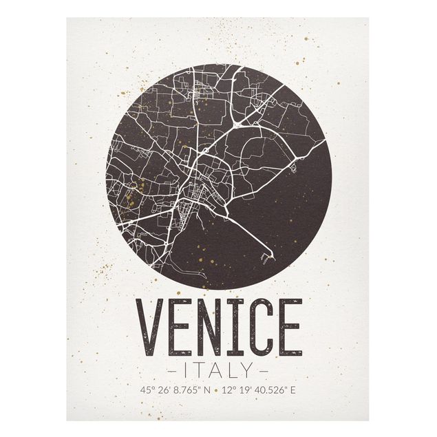 Quadros magnéticos mapas Venice City Map - Retro
