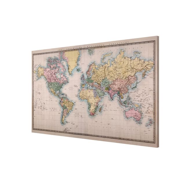 quadro mapa mundo Vintage World Map Around 1850