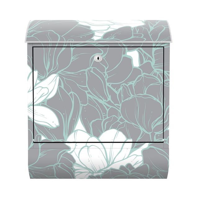caixas de correio Sea Of Magnolia Blossoms White Gray Mint Colour