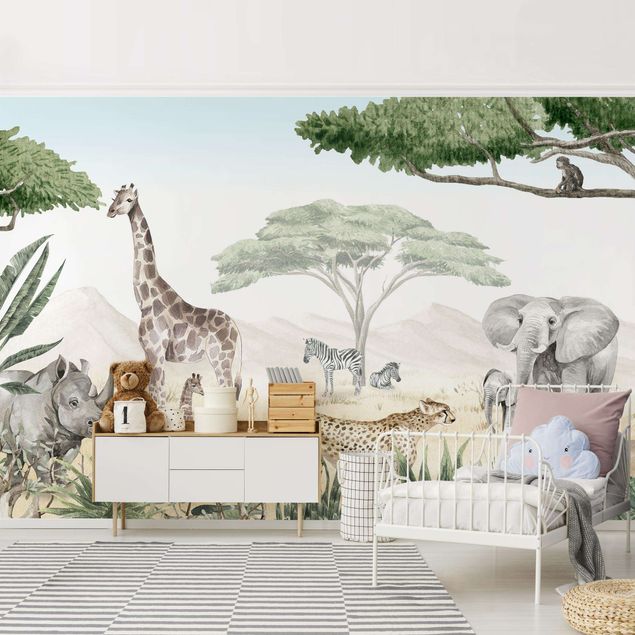 Papel de parede elefantes Majestic animal world of the savannah