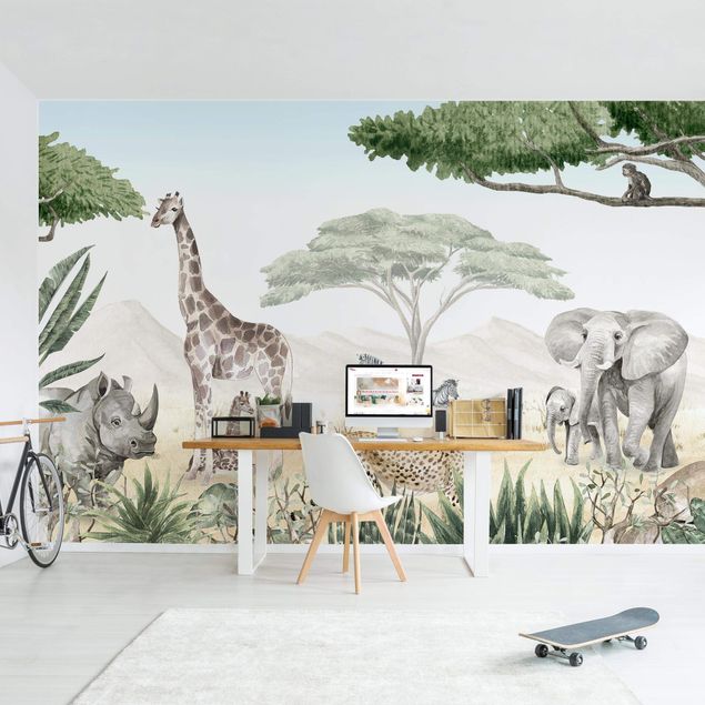 Papel de parede girafas Majestic animal world of the savannah