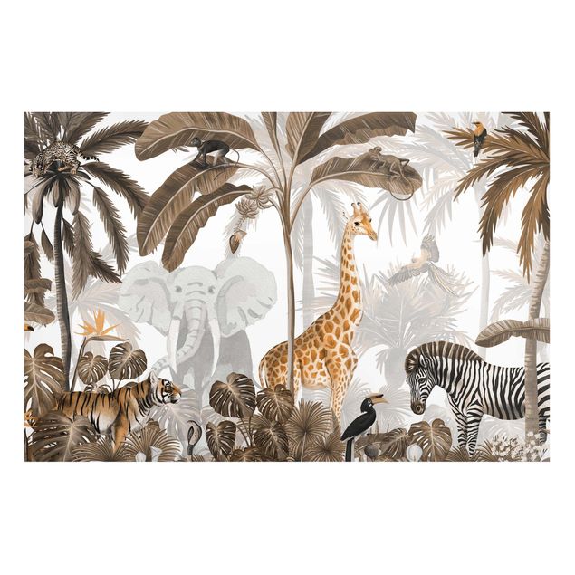 Quadros girafas Majestätische Tierwelt im Dschungel Sepia