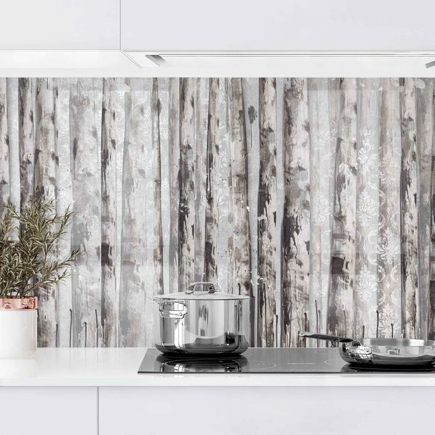 Backsplash de cozinha imitação madeira Picturesque Birch Forest