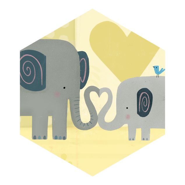 Papel de parede cinza Mum And I - Elephants