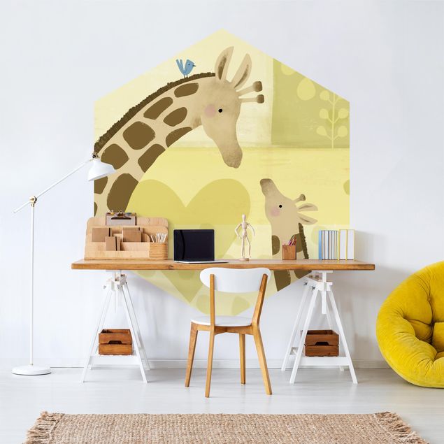 papel de parede para quarto de casal moderno Mum And I - Giraffes