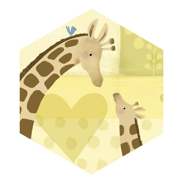 papel de parede com amarelo Mum And I - Giraffes