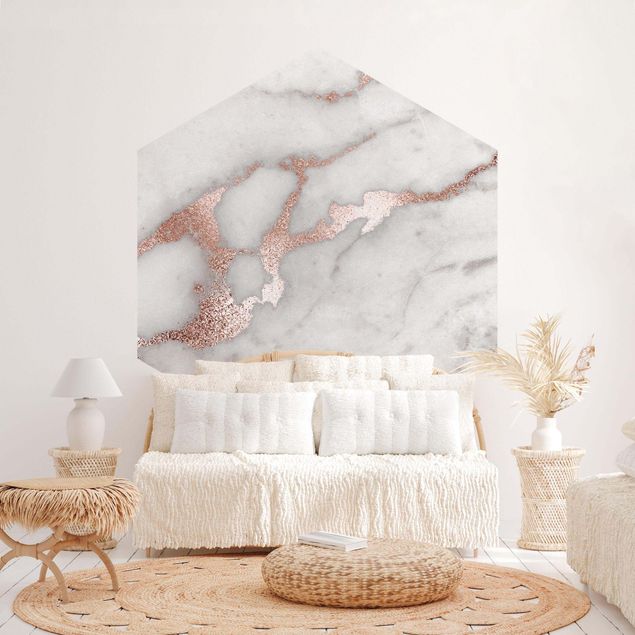 papel de parede pedra Marble Look With Glitter