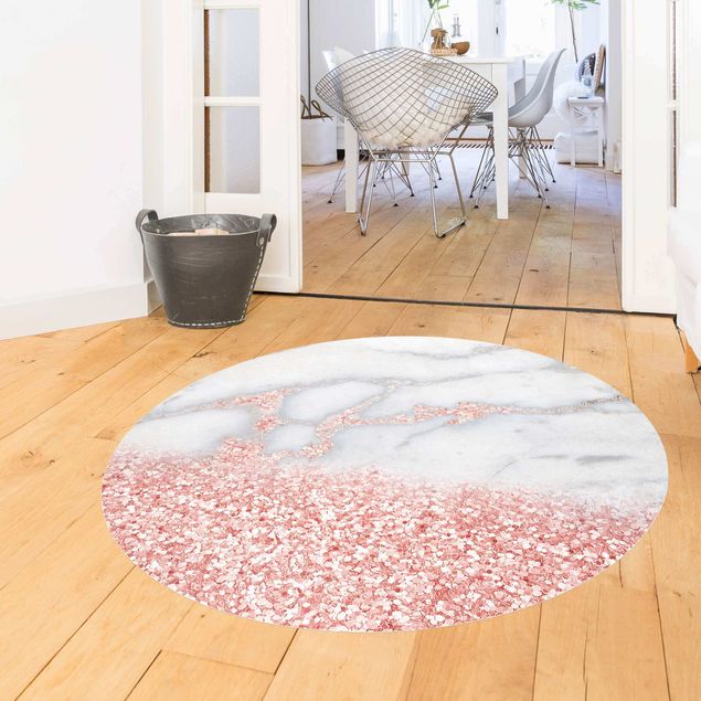 Tapetes modernos Marble Optics With Light Pink Confetti