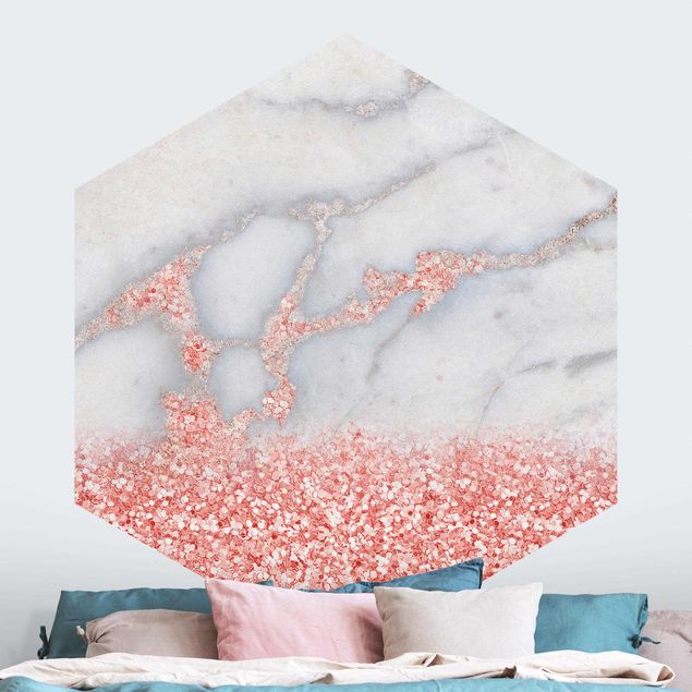 decoraçao cozinha Marble Look With Pink Confetti