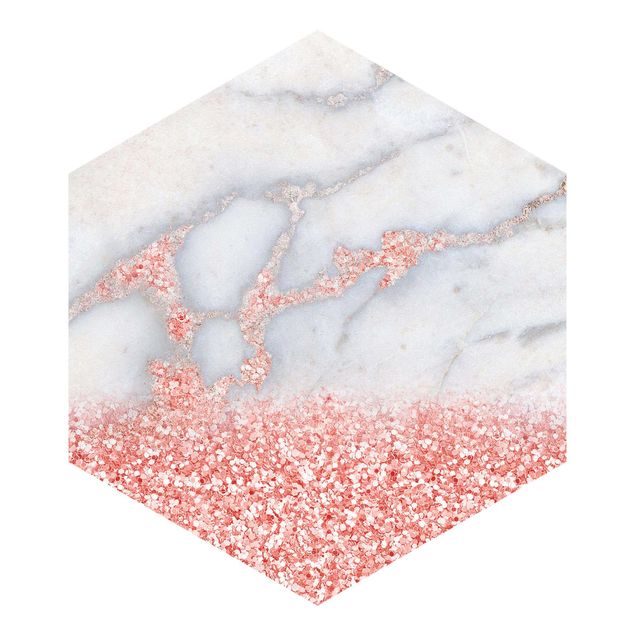 Papel de parede com cinza Marble Look With Pink Confetti