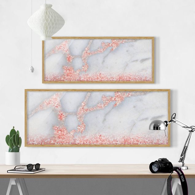 Quadros com moldura réplicas de quadros famosos Marble Look With Pink Confetti