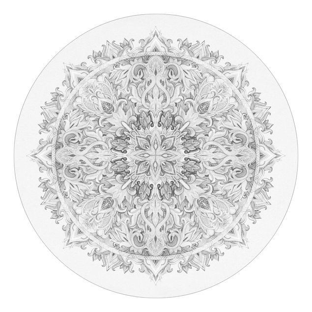 papel de parede moderno Mandala Watercolour Ornament Black And White