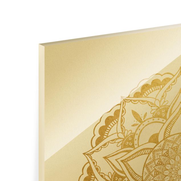 quadro de vidro Mandala Flower Sun Illustration Set Gold